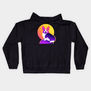 Sunset Corgi Halloween Retro Colorful Kids Hoodie